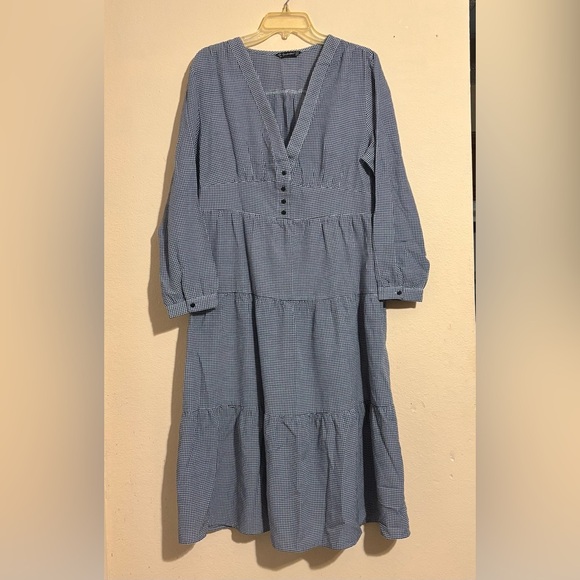Simplee Plus Checkered Pullover Pleated Dress black / white plus size 2XL - Picture 1 of 12